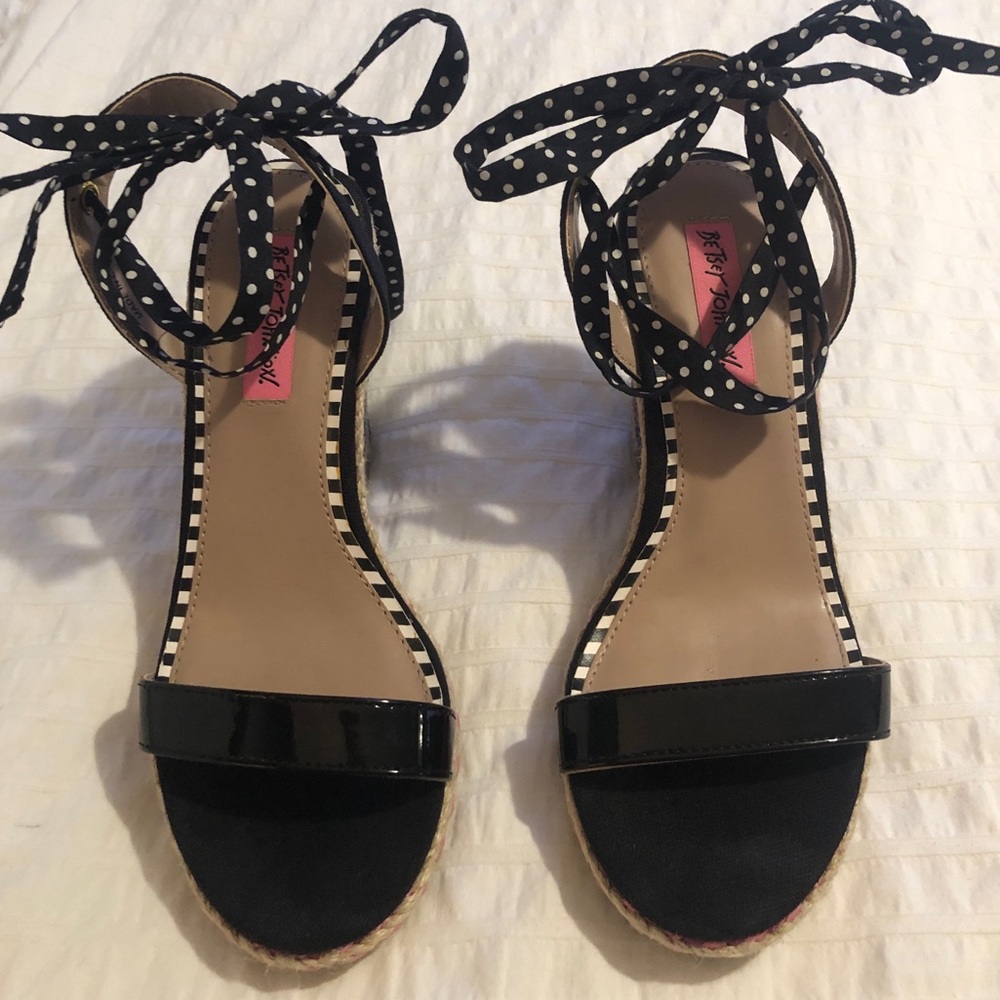 Betsey Johnson Pima Espadrille Polka Dot Rainbow wedge sandals size 8 - Picture 8 of 10
